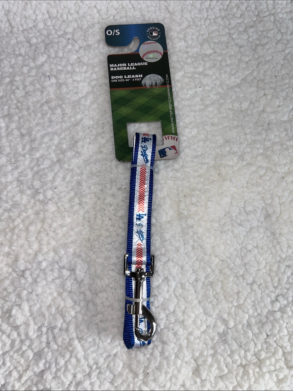 MLB Los Angeles Dodgers Blue & White Dog Leash with Red Stitch Accents